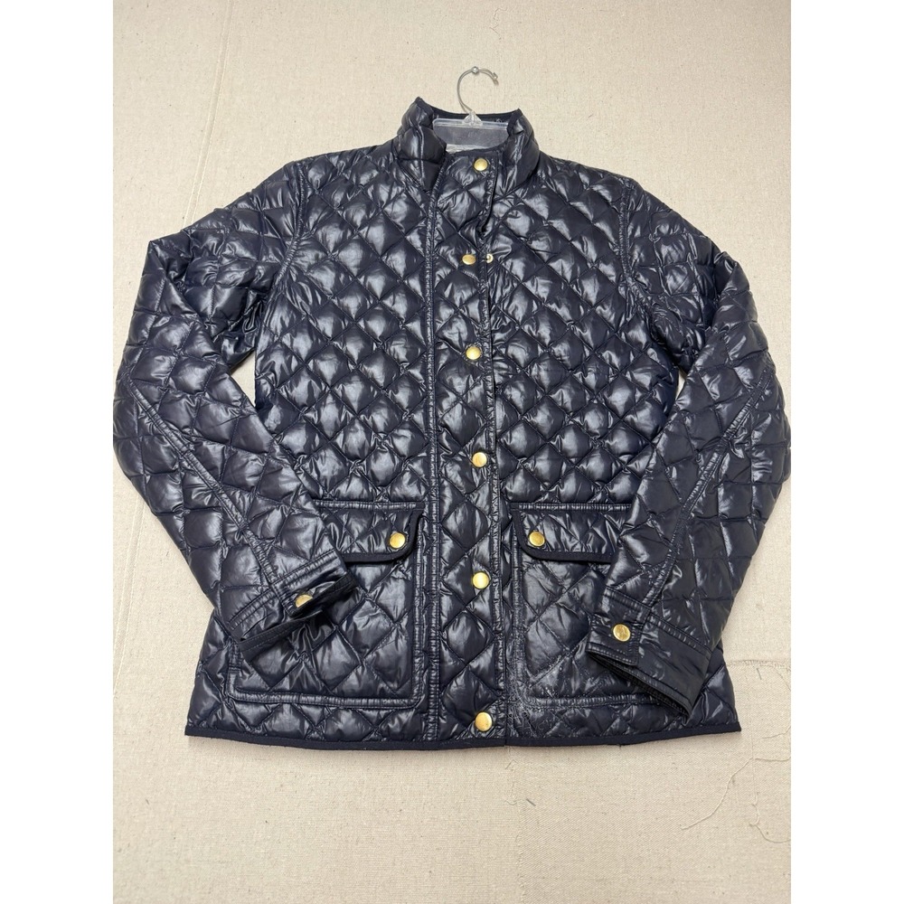 J Crew Women’s Black Quilted Jacket With Gold Snap Buttons Size XS A13
